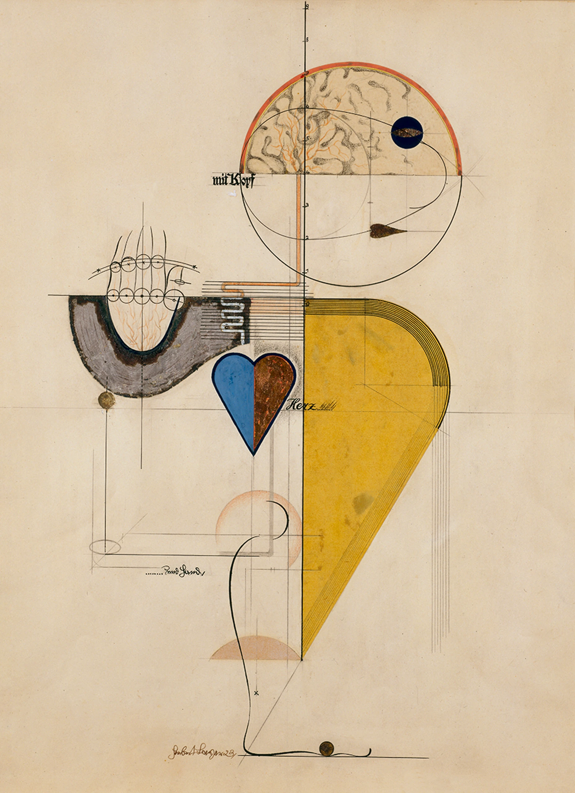 Herbert Bayer, Mit Kopf, Herz und Hand, 1923-1929, Foto: Ottiger Fotografie Zug, Stiftung Sammlung Kamm © 2024, ProLitteris, Zurich